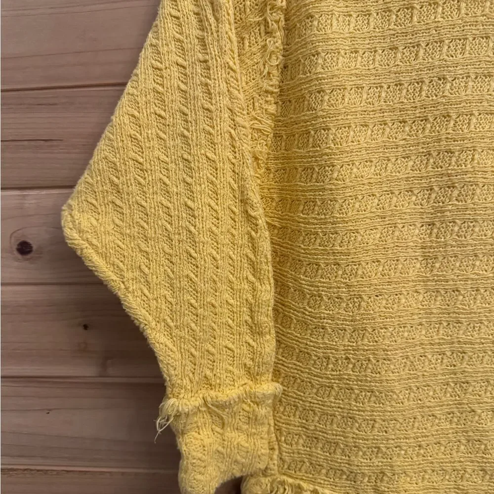 We The Free Size Medium Bright Yellow Thein Hacci V Neck Lightweight Sweater